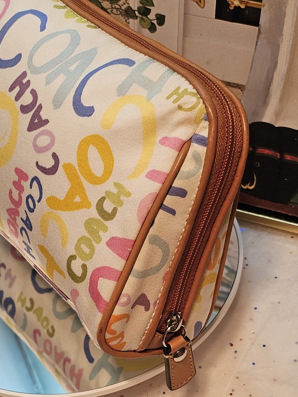 COACH Multicolor Signature Logo Cosmetic Pouch - Picture 2 of 11
